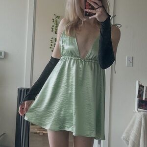 Elegant Green Satin Mini Dress